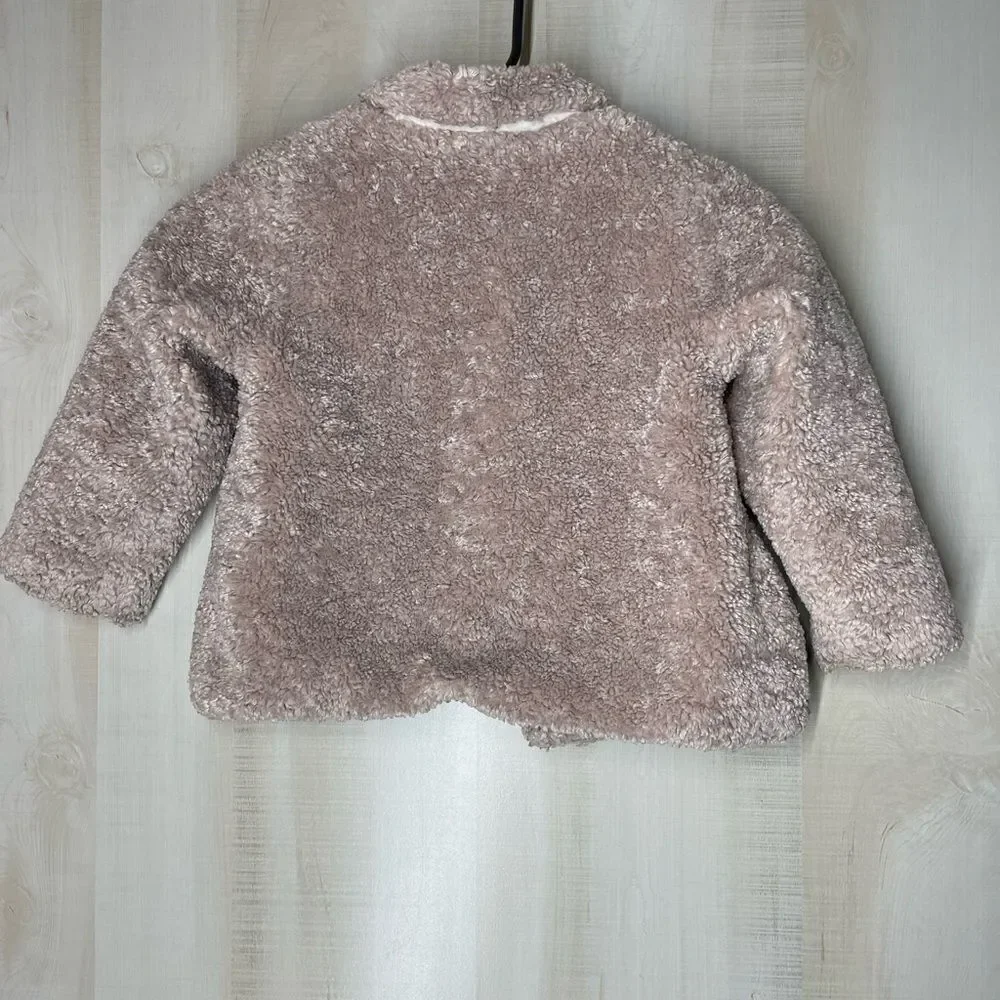 ZARA baby light pink‎ mauve sherpa coat, 3-4 years